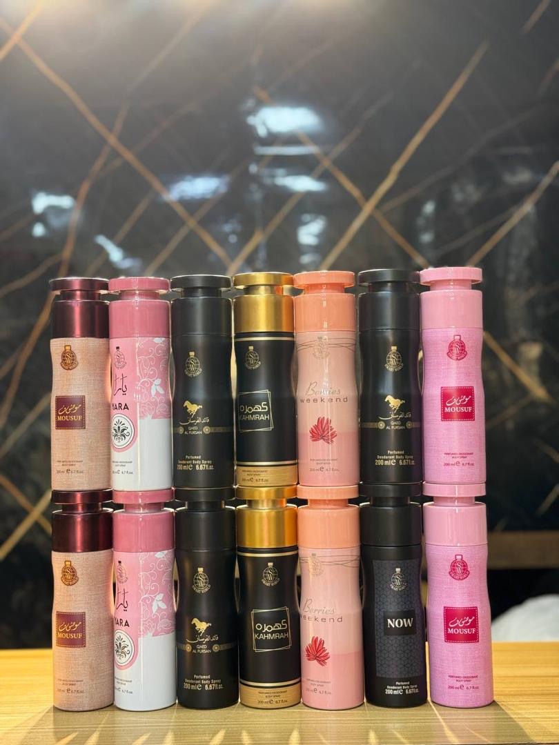 Smart World Body Spray Mousuf · Yara · Qaed Al Fursan · Khamrah · Berries Weekend · Now